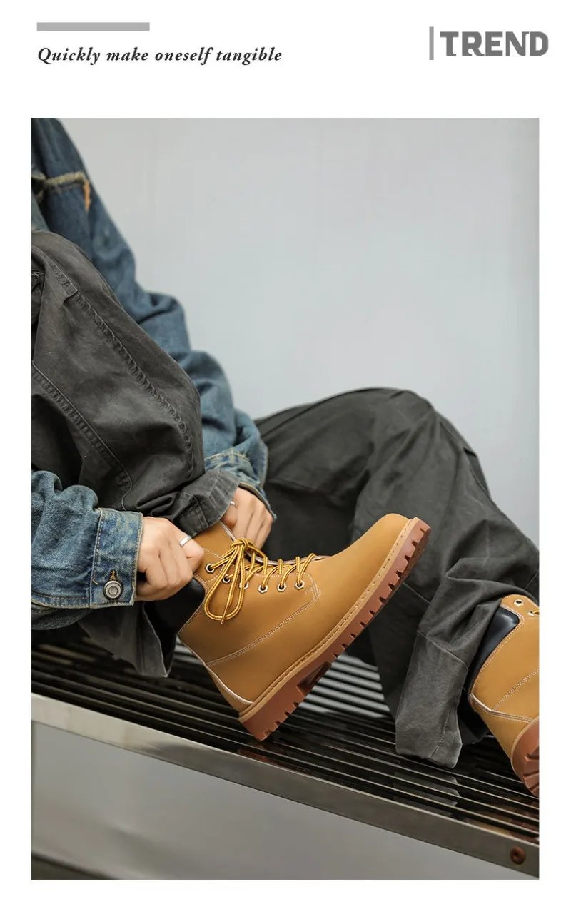 Fashionable Classic Men's Boots Trend Thick Sole Casual Men's Shoes Comfortable Breathable High-top Man's Shoes Botas Para Mujer