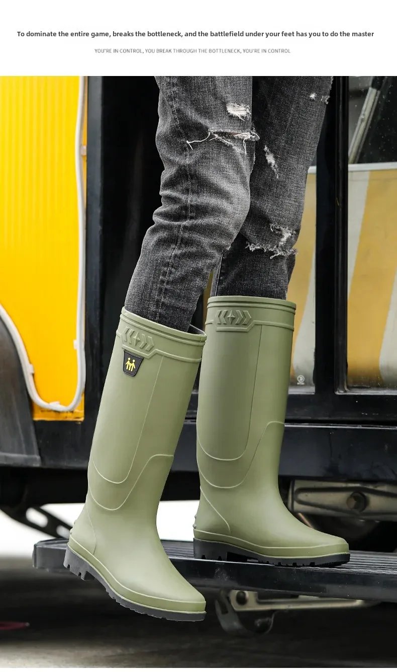 Comfortable High-Tube Men's Rain Boots Outdoor Versatile Waterproof Fishing Shoes Korean Style Delivery Car Wash Shoes Men's Wat Comfortable High-Tube Men's Rain Boots Outdoor Versatile Waterproof Fishing Shoes Korean Style Delivery Car Wash Shoes Men's Wat