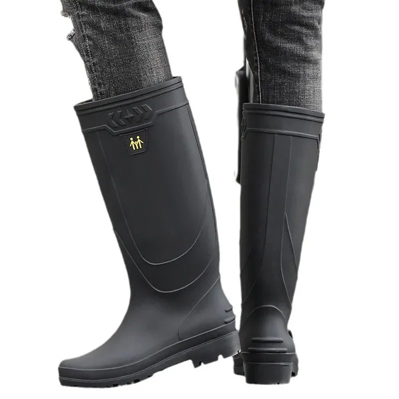 Comfortable High-Tube Men's Rain Boots Outdoor Versatile Waterproof Fishing Shoes Korean Style Delivery Car Wash Shoes Men's Wat
