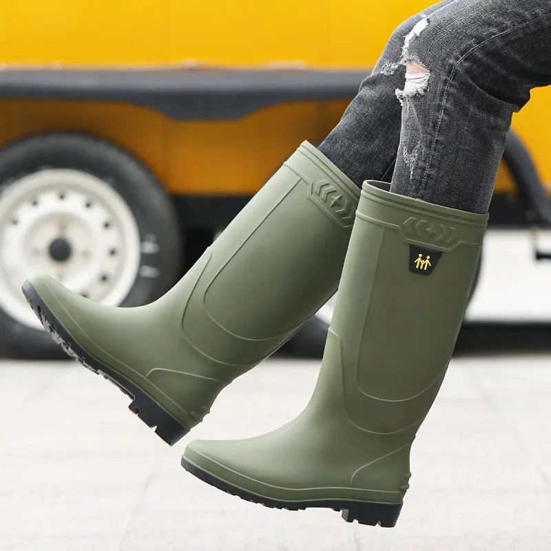 Comfortable High-Tube Men's Rain Boots Outdoor Versatile Waterproof Fishing Shoes Korean Style Delivery Car Wash Shoes Men's Wat