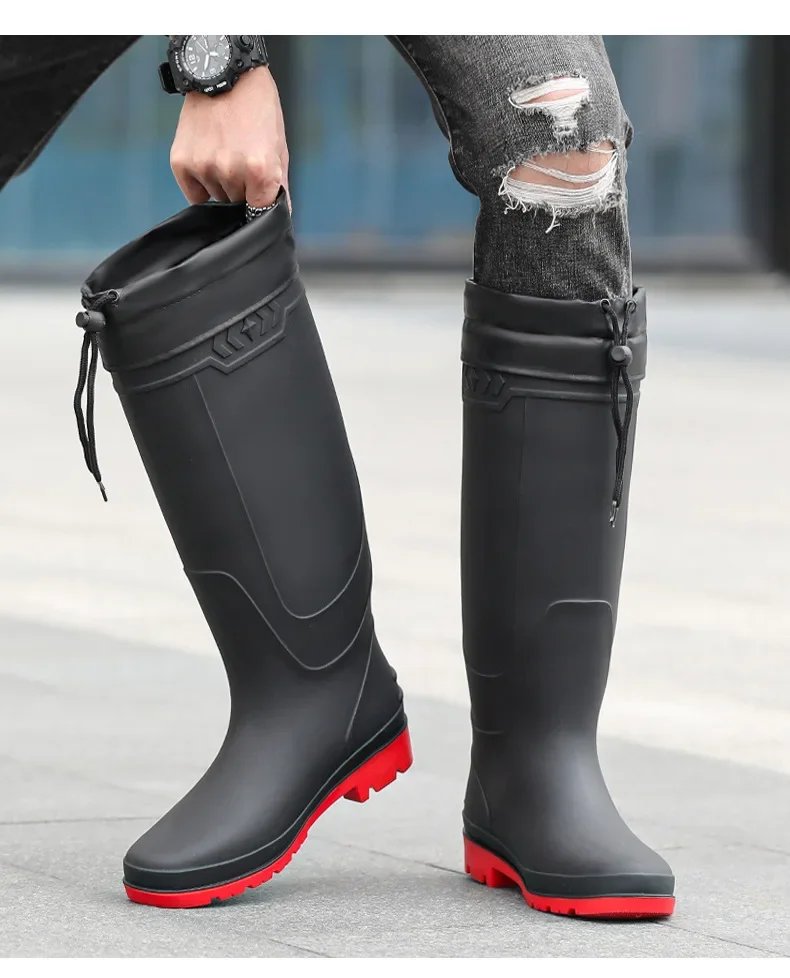 Comfortable High-Tube Men's Rain Boots Outdoor Versatile Waterproof Fishing Shoes Korean Style Delivery Car Wash Shoes Men's Wat Comfortable High-Tube Men's Rain Boots Outdoor Versatile Waterproof Fishing Shoes Korean Style Delivery Car Wash Shoes Men's Wat