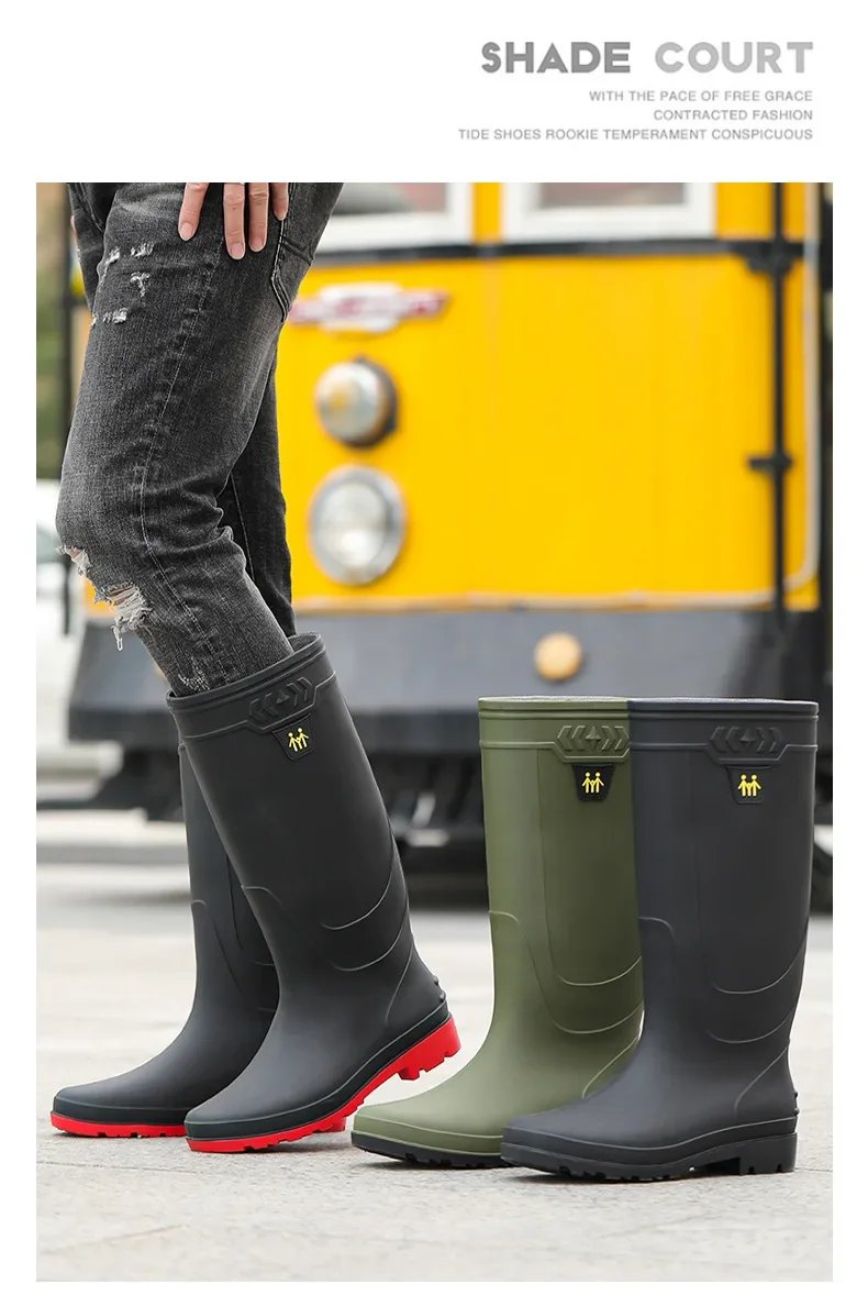 Comfortable High-Tube Men's Rain Boots Outdoor Versatile Waterproof Fishing Shoes Korean Style Delivery Car Wash Shoes Men's Wat Comfortable High-Tube Men's Rain Boots Outdoor Versatile Waterproof Fishing Shoes Korean Style Delivery Car Wash Shoes Men's Wat