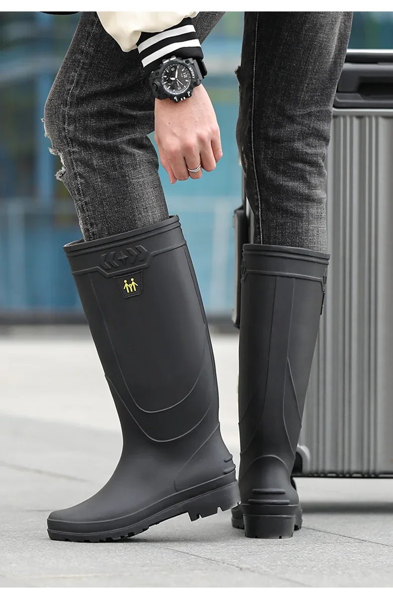 Comfortable High-Tube Men's Rain Boots Outdoor Versatile Waterproof Fishing Shoes Korean Style Delivery Car Wash Shoes Men's Wat Comfortable High-Tube Men's Rain Boots Outdoor Versatile Waterproof Fishing Shoes Korean Style Delivery Car Wash Shoes Men's Wat