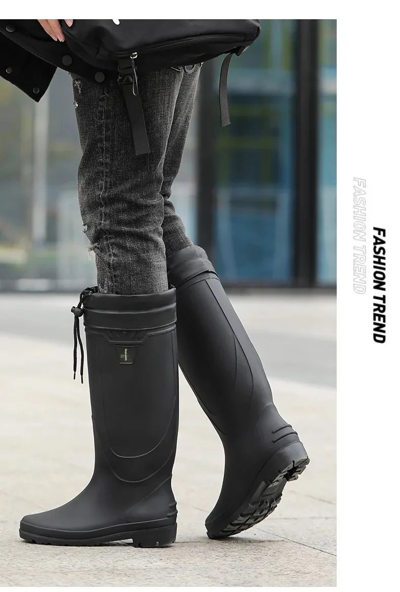 Comfortable High-Tube Men's Rain Boots Outdoor Versatile Waterproof Fishing Shoes Korean Style Delivery Car Wash Shoes Men's Wat