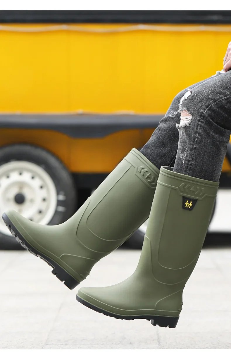 Comfortable High-Tube Men's Rain Boots Outdoor Versatile Waterproof Fishing Shoes Korean Style Delivery Car Wash Shoes Men's Wat Comfortable High-Tube Men's Rain Boots Outdoor Versatile Waterproof Fishing Shoes Korean Style Delivery Car Wash Shoes Men's Wat