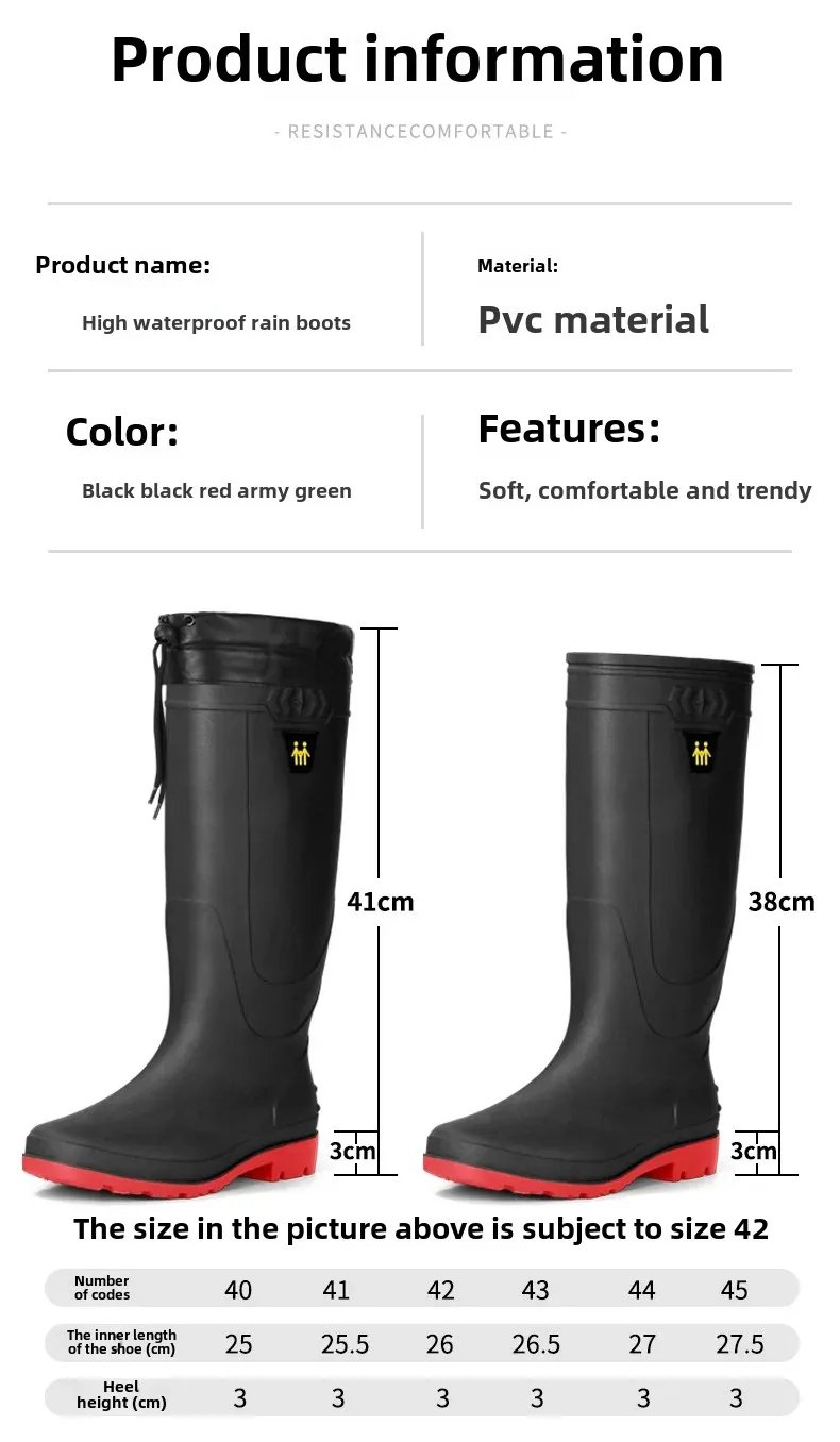 Comfortable High-Tube Men's Rain Boots Outdoor Versatile Waterproof Fishing Shoes Korean Style Delivery Car Wash Shoes Men's Wat Comfortable High-Tube Men's Rain Boots Outdoor Versatile Waterproof Fishing Shoes Korean Style Delivery Car Wash Shoes Men's Wat