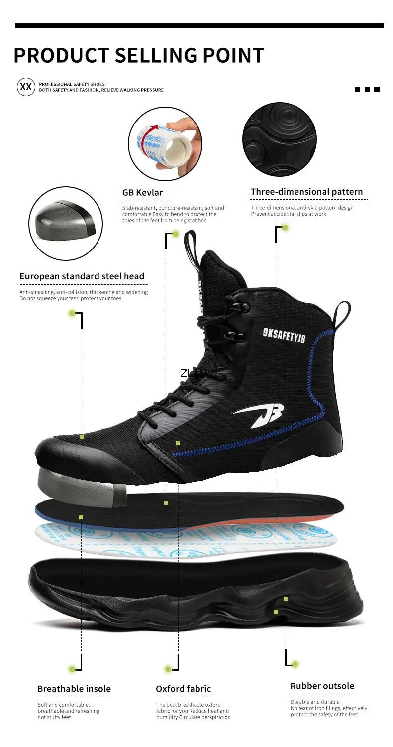 High Top Men Safety Shoes Lightweight Steel Toe Sneakers Man Work Safety Boots Male Construction Work Shoes Protective Footwear High Top Men Safety Shoes Lightweight Steel Toe Sneakers Man Work Safety Boots Male Construction Work Shoes Protective Footwear