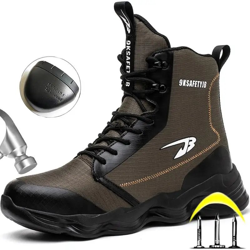High Top Men Safety Shoes Lightweight Steel Toe Sneakers Man Work Safety Boots Male Construction Work Shoes Protective Footwear