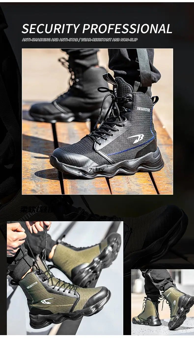High Top Men Safety Shoes Lightweight Steel Toe Sneakers Man Work Safety Boots Male Construction Work Shoes Protective Footwear High Top Men Safety Shoes Lightweight Steel Toe Sneakers Man Work Safety Boots Male Construction Work Shoes Protective Footwear