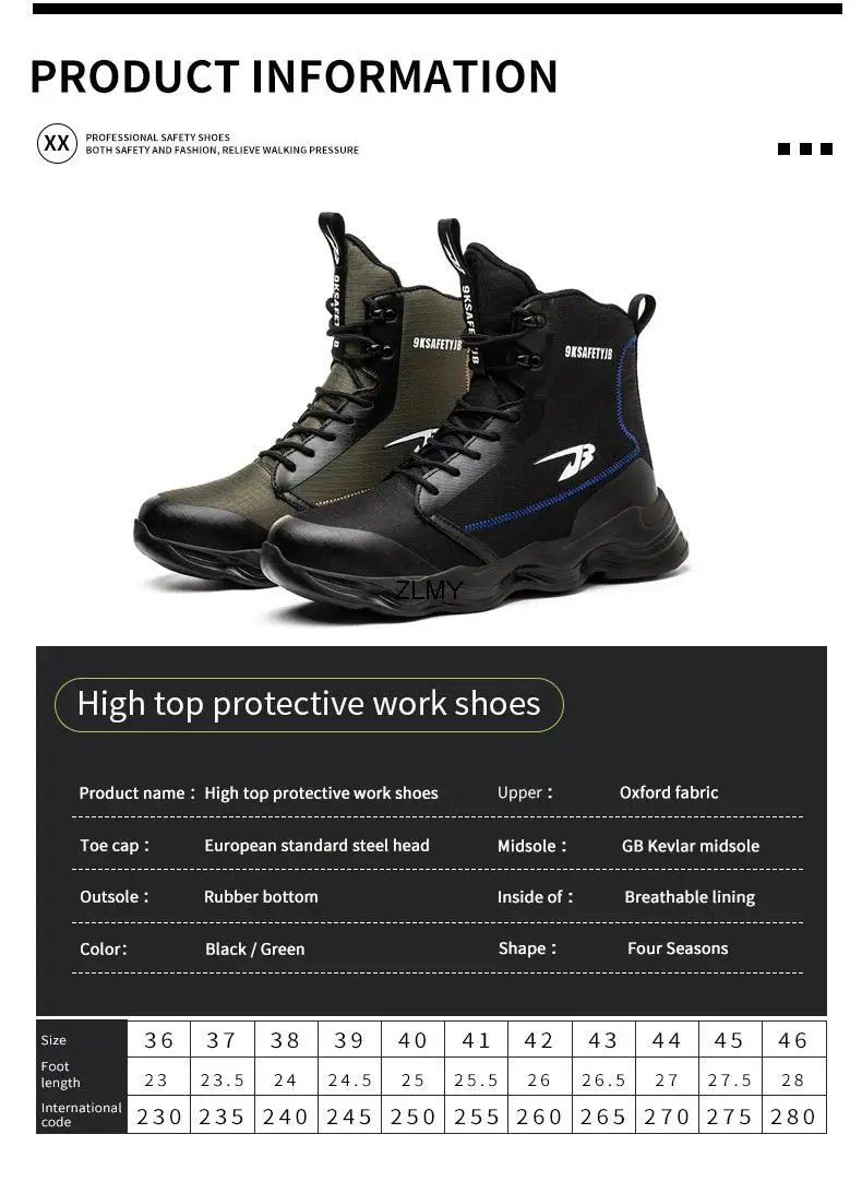 High Top Men Safety Shoes Lightweight Steel Toe Sneakers Man Work Safety Boots Male Construction Work Shoes Protective Footwear High Top Men Safety Shoes Lightweight Steel Toe Sneakers Man Work Safety Boots Male Construction Work Shoes Protective Footwear
