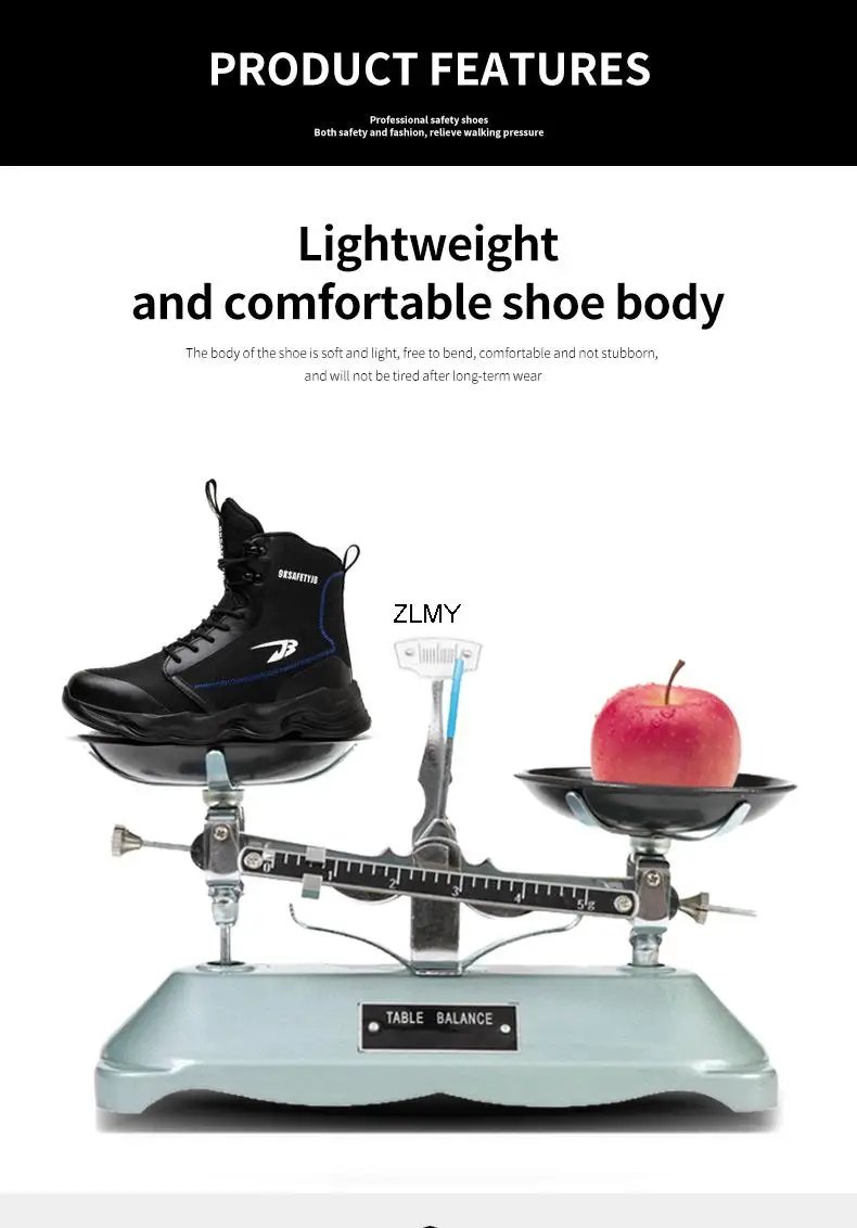 High Top Men Safety Shoes Lightweight Steel Toe Sneakers Man Work Safety Boots Male Construction Work Shoes Protective Footwear High Top Men Safety Shoes Lightweight Steel Toe Sneakers Man Work Safety Boots Male Construction Work Shoes Protective Footwear