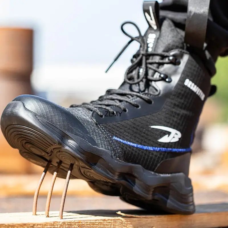 High Top Men Safety Shoes Lightweight Steel Toe Sneakers Man Work Safety Boots Male Construction Work Shoes Protective Footwear