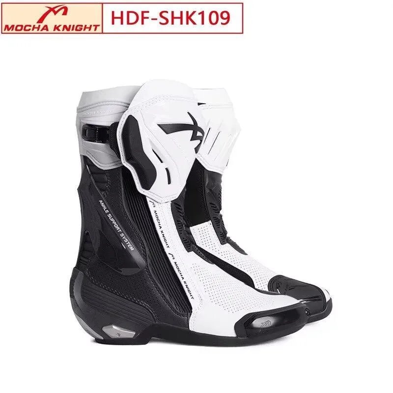 MOCHA SH109 Motocross Boots Perforated Summer Breathable BOTAS Motorcycle Knight Professional Track Riding Shoes CE Certified