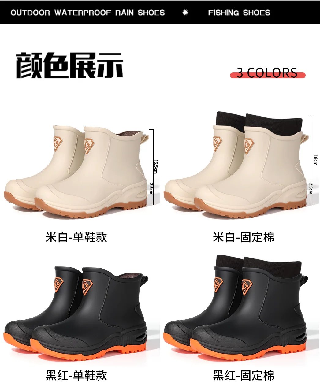 Wear resistant thick soled water boots, military green river tracing men's short boots, rain boots, waterproof men's water shoes Wear resistant thick soled water boots, military green river tracing men's short boots, rain boots, waterproof men's water shoes