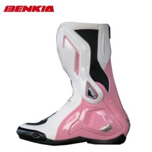 2026 New BENKIA Women Motorcycle Boots EUR35-39 Motorbike Lady Boot CE Certification Pink Women Sport Bike Botas For All Seasons