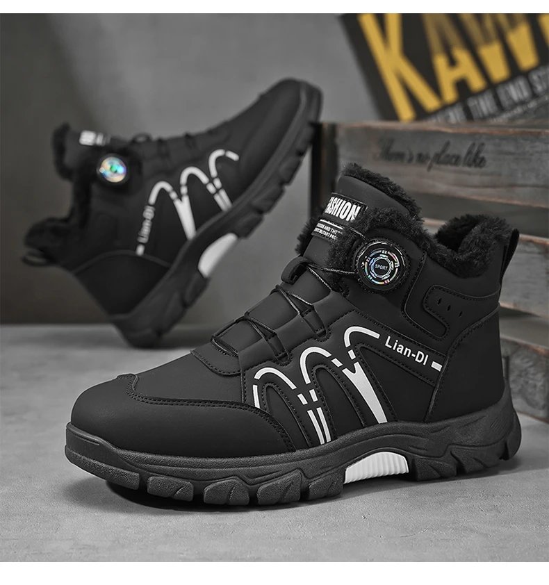 Outdoor Snow Boots Men Thick Bottom Keep Warm Hiking Shoes Men Breathable Wear-resistant Plush Casual Shoes Men Shoes Outdoor Snow Boots Men Thick Bottom Keep Warm Hiking Shoes Men Breathable Wear-resistant Plush Casual Shoes Men Shoes