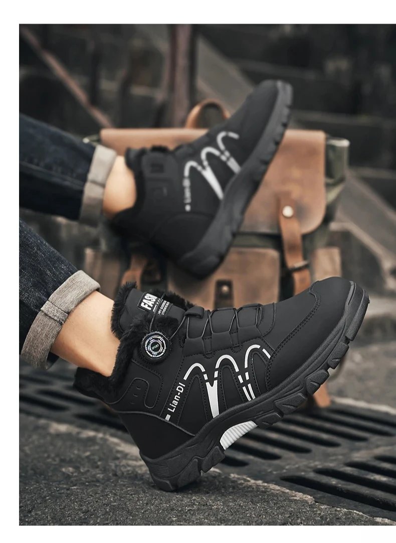Outdoor Snow Boots Men Thick Bottom Keep Warm Hiking Shoes Men Breathable Wear-resistant Plush Casual Shoes Men Shoes Outdoor Snow Boots Men Thick Bottom Keep Warm Hiking Shoes Men Breathable Wear-resistant Plush Casual Shoes Men Shoes