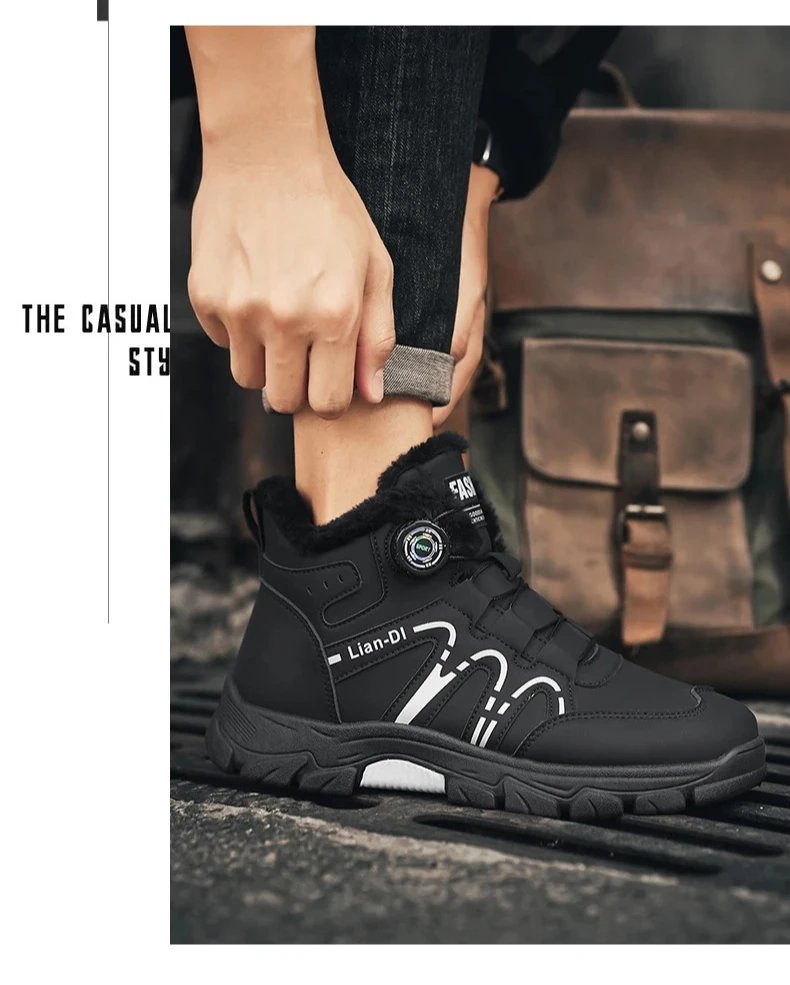Outdoor Snow Boots Men Thick Bottom Keep Warm Hiking Shoes Men Breathable Wear-resistant Plush Casual Shoes Men Shoes Outdoor Snow Boots Men Thick Bottom Keep Warm Hiking Shoes Men Breathable Wear-resistant Plush Casual Shoes Men Shoes