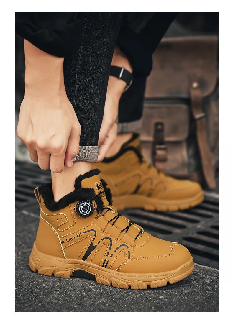 Outdoor Snow Boots Men Thick Bottom Keep Warm Hiking Shoes Men Breathable Wear-resistant Plush Casual Shoes Men Shoes Outdoor Snow Boots Men Thick Bottom Keep Warm Hiking Shoes Men Breathable Wear-resistant Plush Casual Shoes Men Shoes