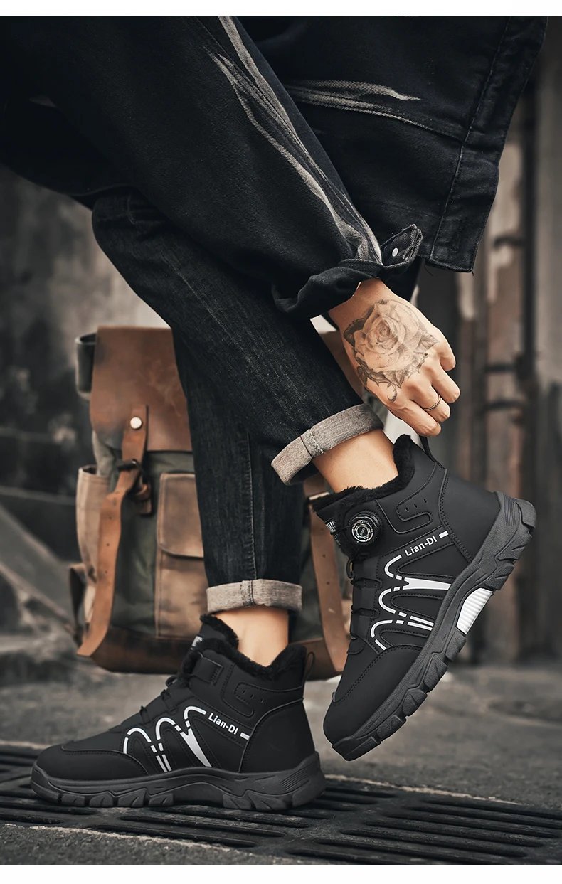 Outdoor Snow Boots Men Thick Bottom Keep Warm Hiking Shoes Men Breathable Wear-resistant Plush Casual Shoes Men Shoes Outdoor Snow Boots Men Thick Bottom Keep Warm Hiking Shoes Men Breathable Wear-resistant Plush Casual Shoes Men Shoes