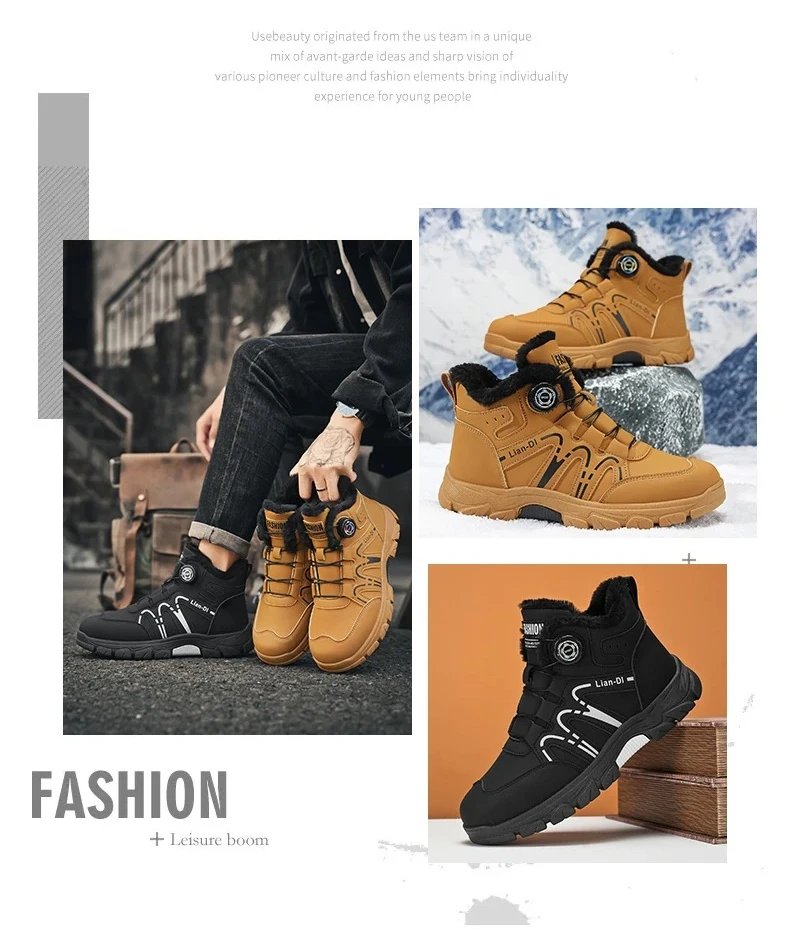 Outdoor Snow Boots Men Thick Bottom Keep Warm Hiking Shoes Men Breathable Wear-resistant Plush Casual Shoes Men Shoes Outdoor Snow Boots Men Thick Bottom Keep Warm Hiking Shoes Men Breathable Wear-resistant Plush Casual Shoes Men Shoes