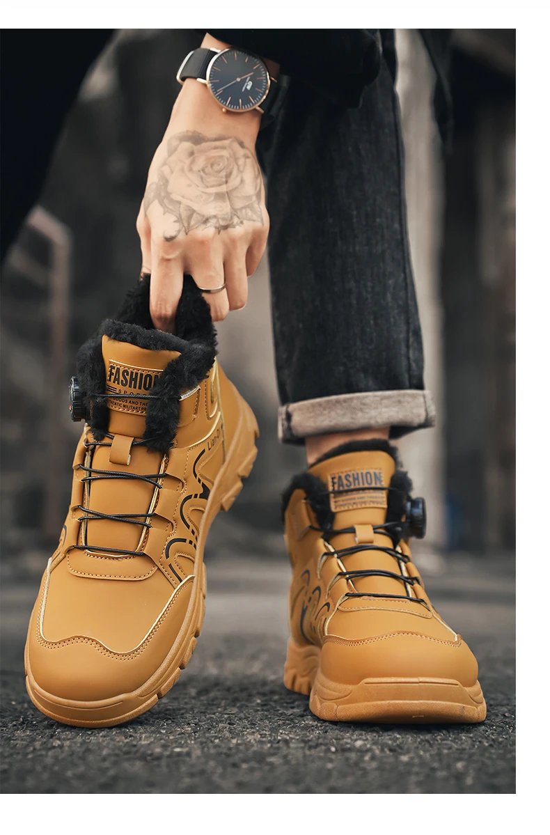Outdoor Snow Boots Men Thick Bottom Keep Warm Hiking Shoes Men Breathable Wear-resistant Plush Casual Shoes Men Shoes Outdoor Snow Boots Men Thick Bottom Keep Warm Hiking Shoes Men Breathable Wear-resistant Plush Casual Shoes Men Shoes