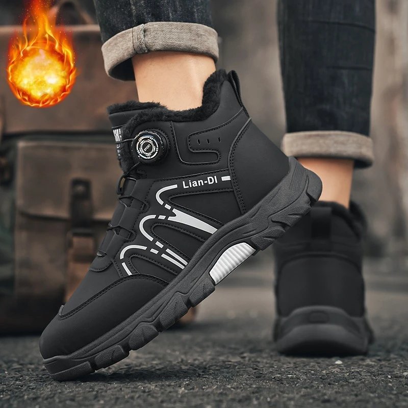 Outdoor Snow Boots Men Thick Bottom Keep Warm Hiking Shoes Men Breathable Wear-resistant Plush Casual Shoes Men Shoes