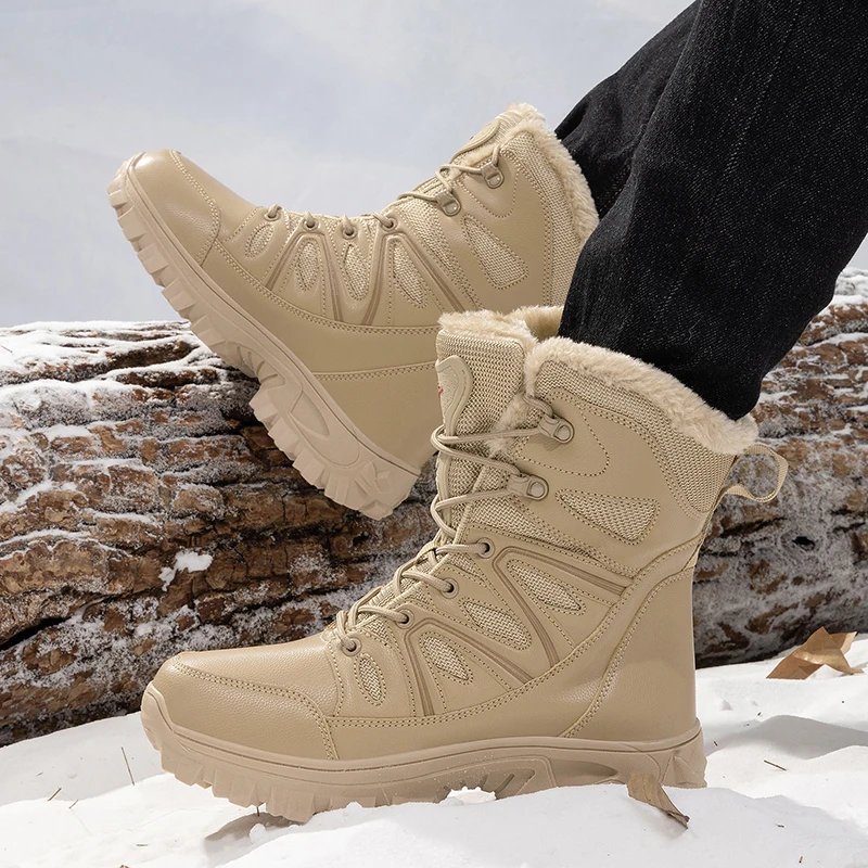 Men Winter Men Snow Boots Super WarmAS Men Hiking Boots High Quality Waterproof Leather Men's Boots Outdoor Motorcycle Boots