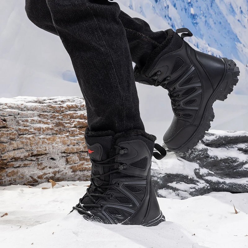 Men Winter Men Snow Boots Super WarmAS Men Hiking Boots High Quality Waterproof Leather Men's Boots Outdoor Motorcycle Boots