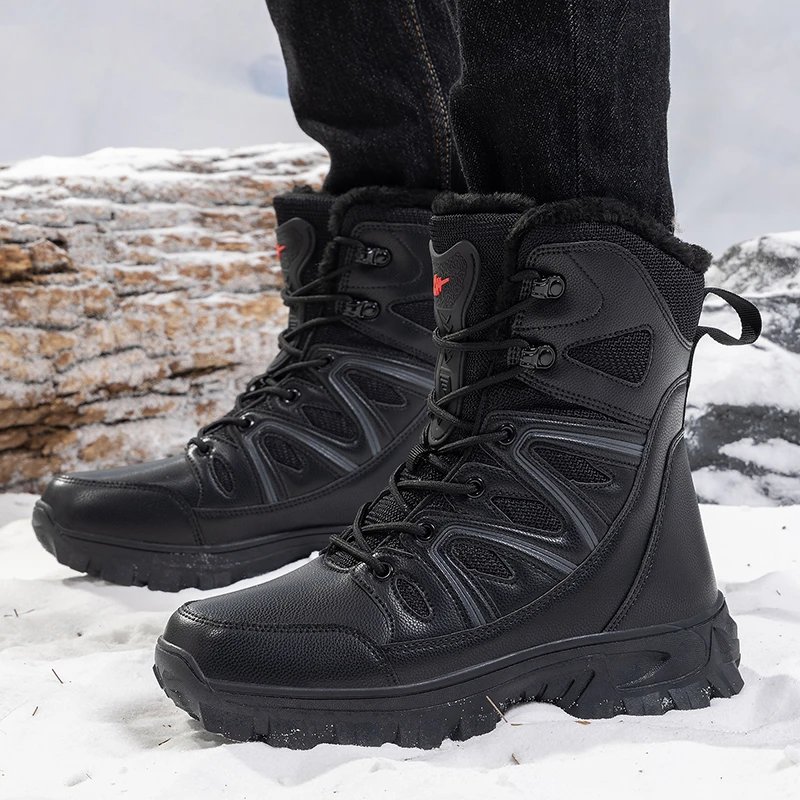 Men Winter Men Snow Boots Super WarmAS Men Hiking Boots High Quality Waterproof Leather Men's Boots Outdoor Motorcycle Boots