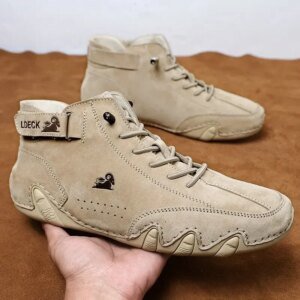 Fashion Men Shoes Brand Men’s Boots Breathable Leather Men Ankle Boots Handmade Motorcycle Boots Outdoor Men’s Sneakers