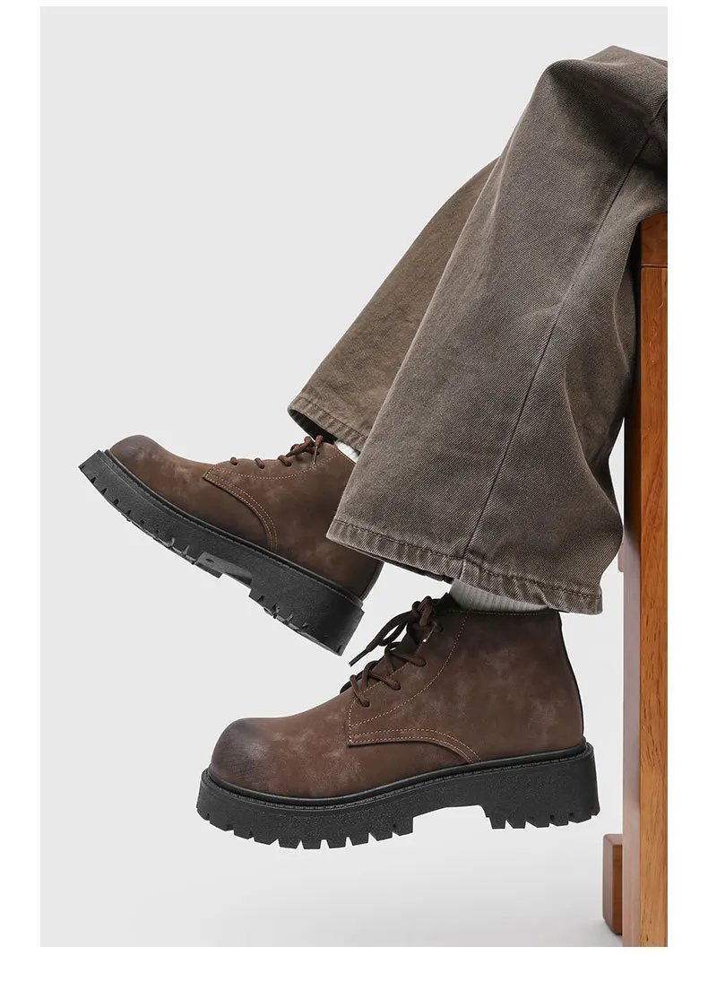 Men's Shoes 2026 Autumn New British Retro Style High Top Big Yellow Boots Outdoor Hiking Thick Soled Workwear Shoes Men's Shoes 2026 Autumn New British Retro Style High Top Big Yellow Boots Outdoor Hiking Thick Soled Workwear Shoes
