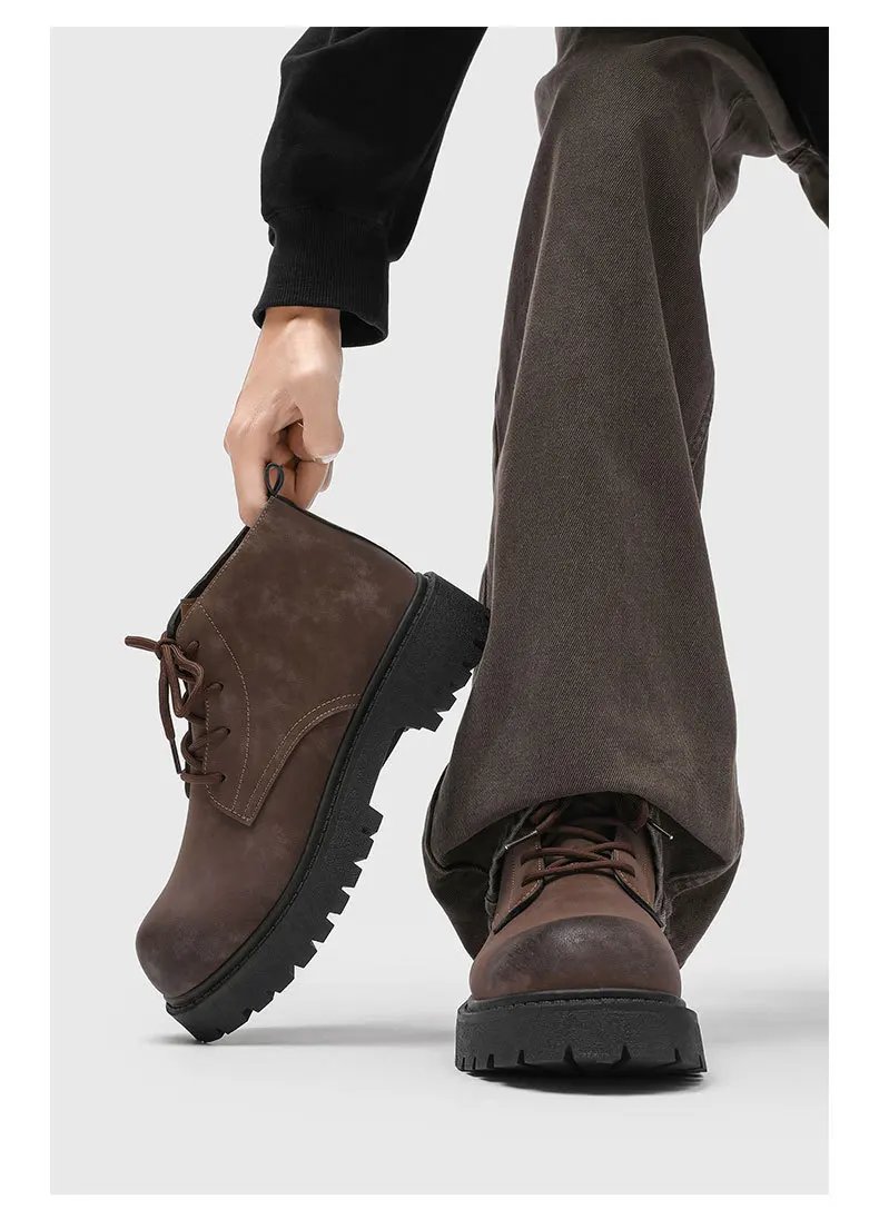 Men's Shoes 2026 Autumn New British Retro Style High Top Big Yellow Boots Outdoor Hiking Thick Soled Workwear Shoes Men's Shoes 2026 Autumn New British Retro Style High Top Big Yellow Boots Outdoor Hiking Thick Soled Workwear Shoes
