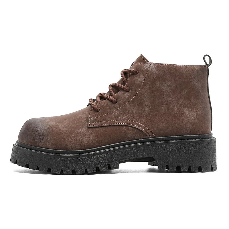 Men's Shoes 2026 Autumn New British Retro Style High Top Big Yellow Boots Outdoor Hiking Thick Soled Workwear Shoes