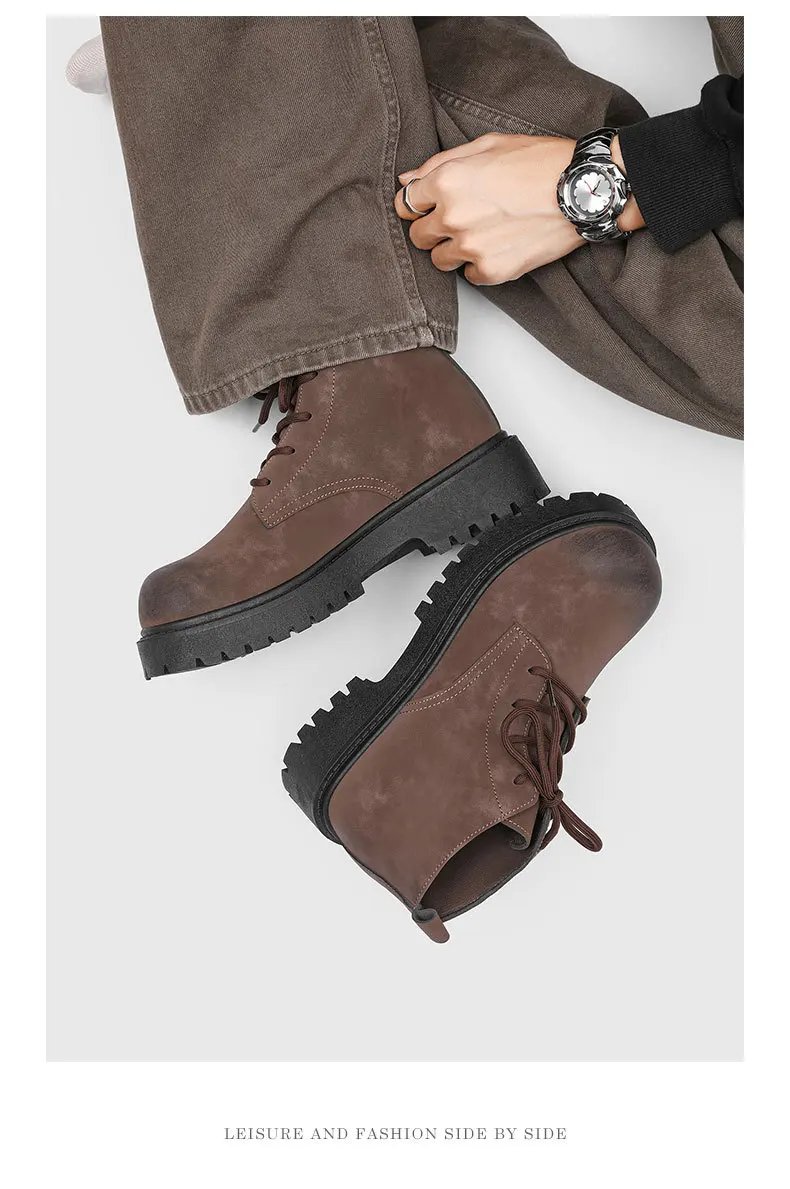 Men's Shoes 2026 Autumn New British Retro Style High Top Big Yellow Boots Outdoor Hiking Thick Soled Workwear Shoes Men's Shoes 2026 Autumn New British Retro Style High Top Big Yellow Boots Outdoor Hiking Thick Soled Workwear Shoes