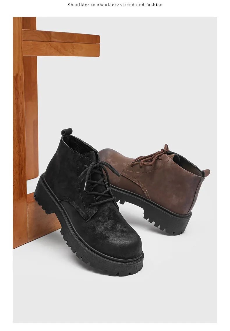 Men's Shoes 2026 Autumn New British Retro Style High Top Big Yellow Boots Outdoor Hiking Thick Soled Workwear Shoes Men's Shoes 2026 Autumn New British Retro Style High Top Big Yellow Boots Outdoor Hiking Thick Soled Workwear Shoes