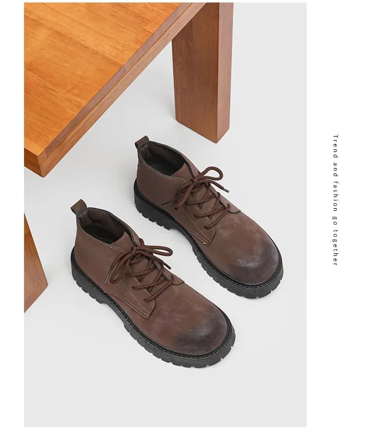 Men's Shoes 2026 Autumn New British Retro Style High Top Big Yellow Boots Outdoor Hiking Thick Soled Workwear Shoes Men's Shoes 2026 Autumn New British Retro Style High Top Big Yellow Boots Outdoor Hiking Thick Soled Workwear Shoes