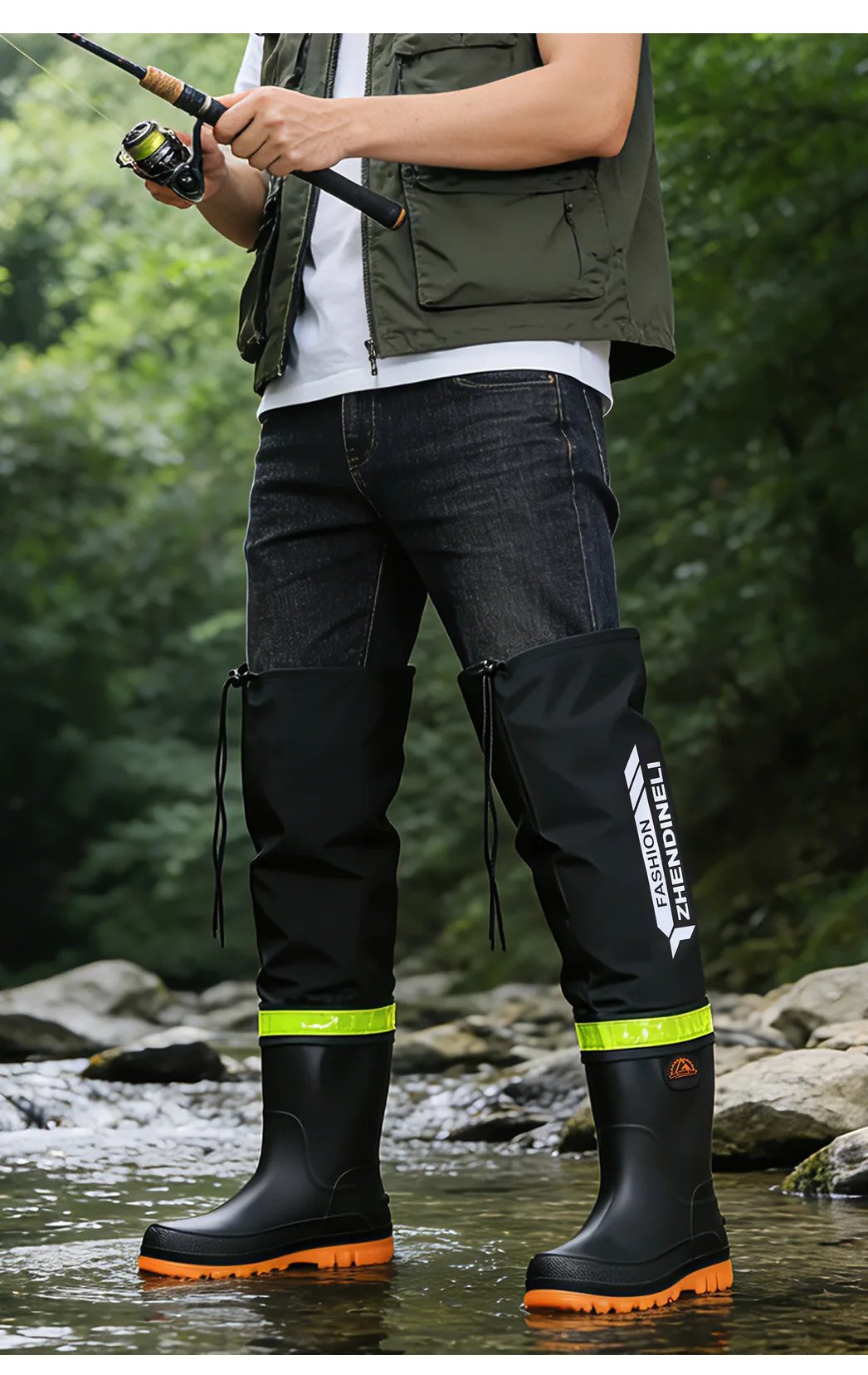 YC-388 Water-Resistant Shoes Men's Mid-Calf Hollow Design Anti-Scalding Pure Color Sport Style Flat Heel Rain Boots YC-388 Water-Resistant Shoes Men's Mid-Calf Hollow Design Anti-Scalding Pure Color Sport Style Flat Heel Rain Boots