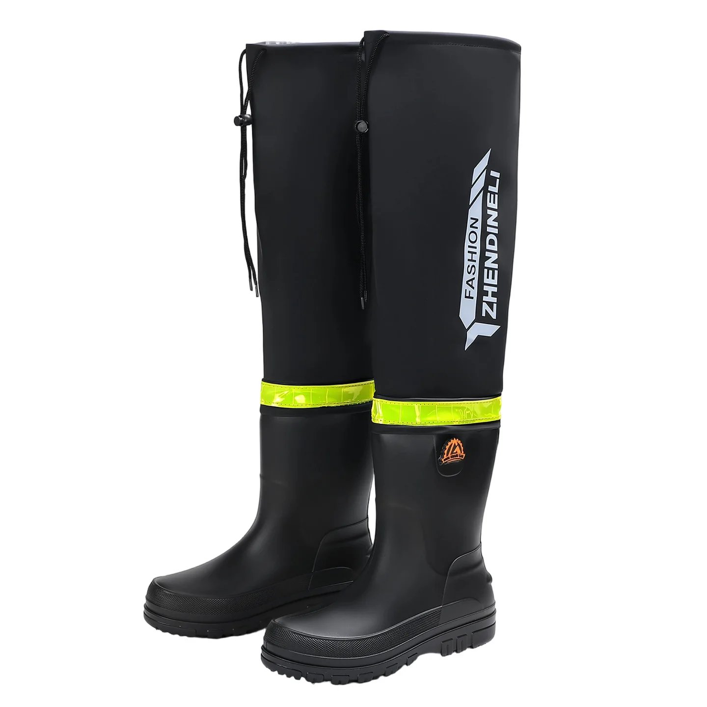 YC-388 Water-Resistant Shoes Men's Mid-Calf Hollow Design Anti-Scalding Pure Color Sport Style Flat Heel Rain Boots