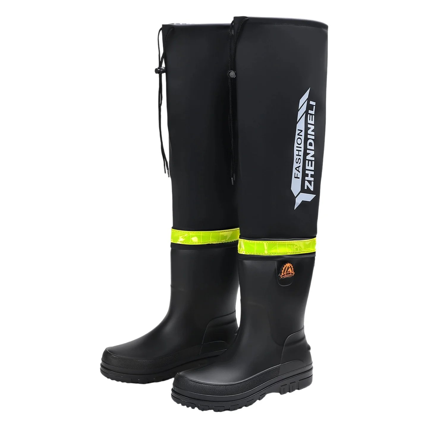 YC-388 Water-Resistant Shoes Men's Mid-Calf Hollow Design Anti-Scalding Pure Color Sport Style Flat Heel Rain Boots