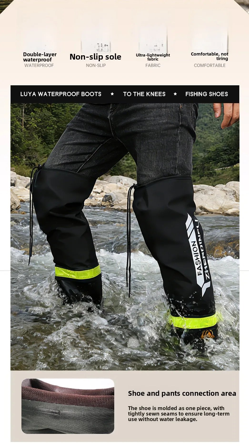 YC-388 Water-Resistant Shoes Men's Mid-Calf Hollow Design Anti-Scalding Pure Color Sport Style Flat Heel Rain Boots YC-388 Water-Resistant Shoes Men's Mid-Calf Hollow Design Anti-Scalding Pure Color Sport Style Flat Heel Rain Boots