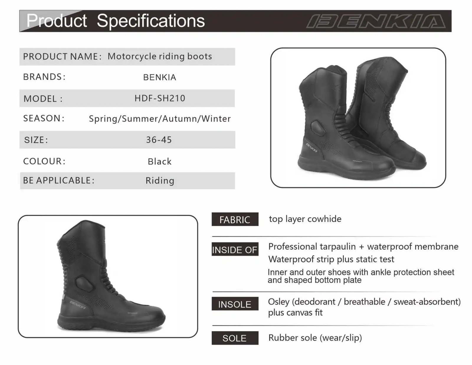 BENKIA HDF-SH210 Motorcycle Riding Boots Men Women Static Waterproof Breathable Wear-resistant and Anti Slip Riding Shoes BENKIA HDF-SH210 Motorcycle Riding Boots Men Women Static Waterproof Breathable Wear-resistant and Anti Slip Riding Shoes