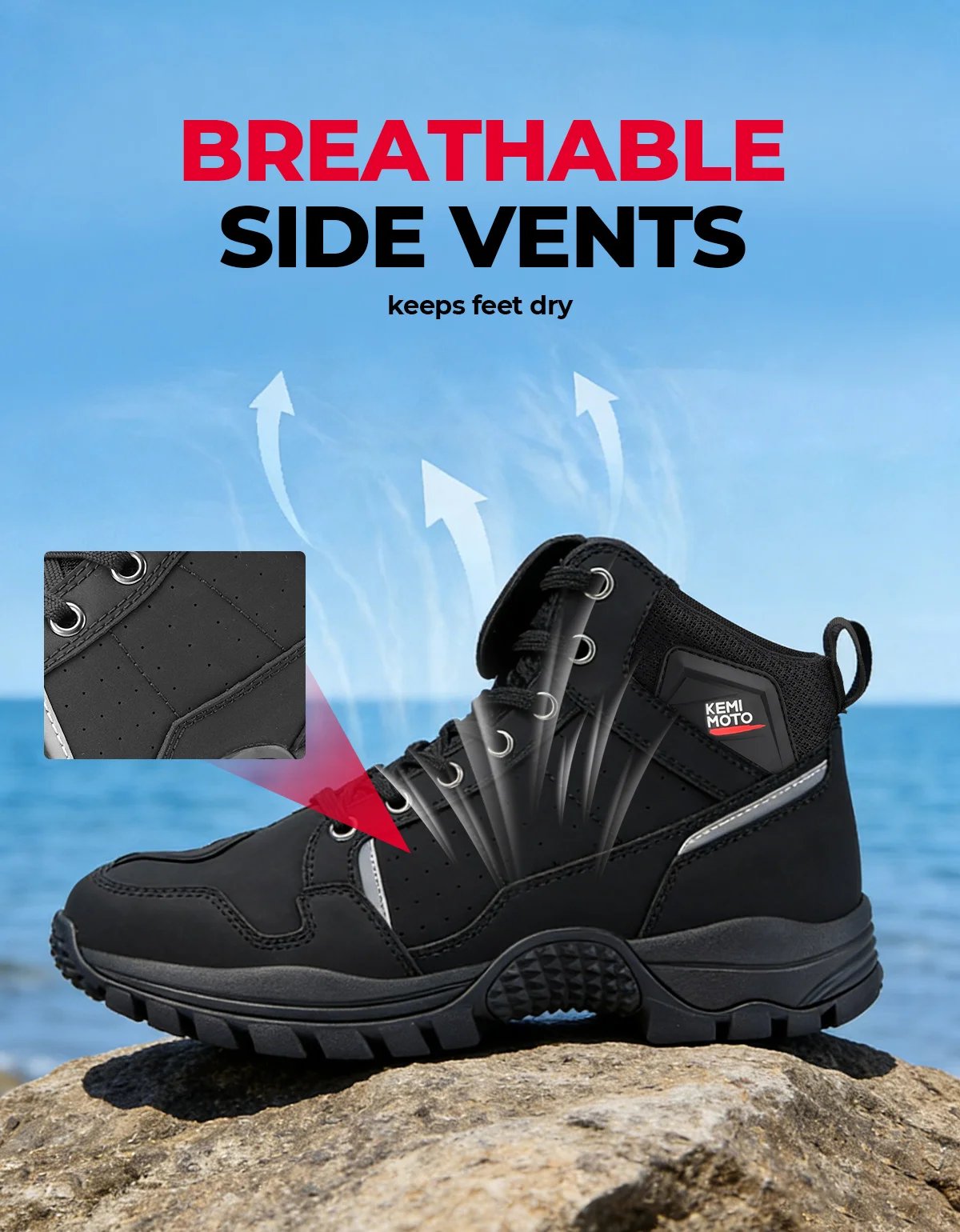 Waterproof Motorcycle Riding Shoes for Men Soft Comfortable Lining Breathable Ankle Protection Anti-Slip Camping Outdoor Boots
