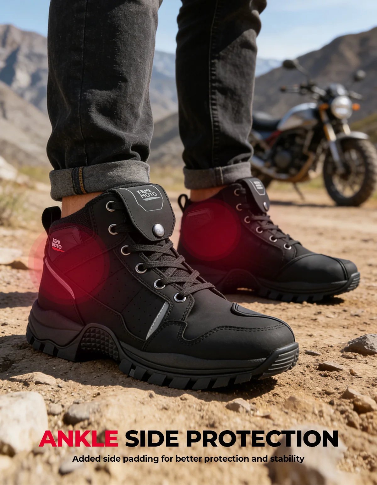 Waterproof Motorcycle Riding Shoes for Men Soft Comfortable Lining Breathable Ankle Protection Anti-Slip Camping Outdoor Boots
