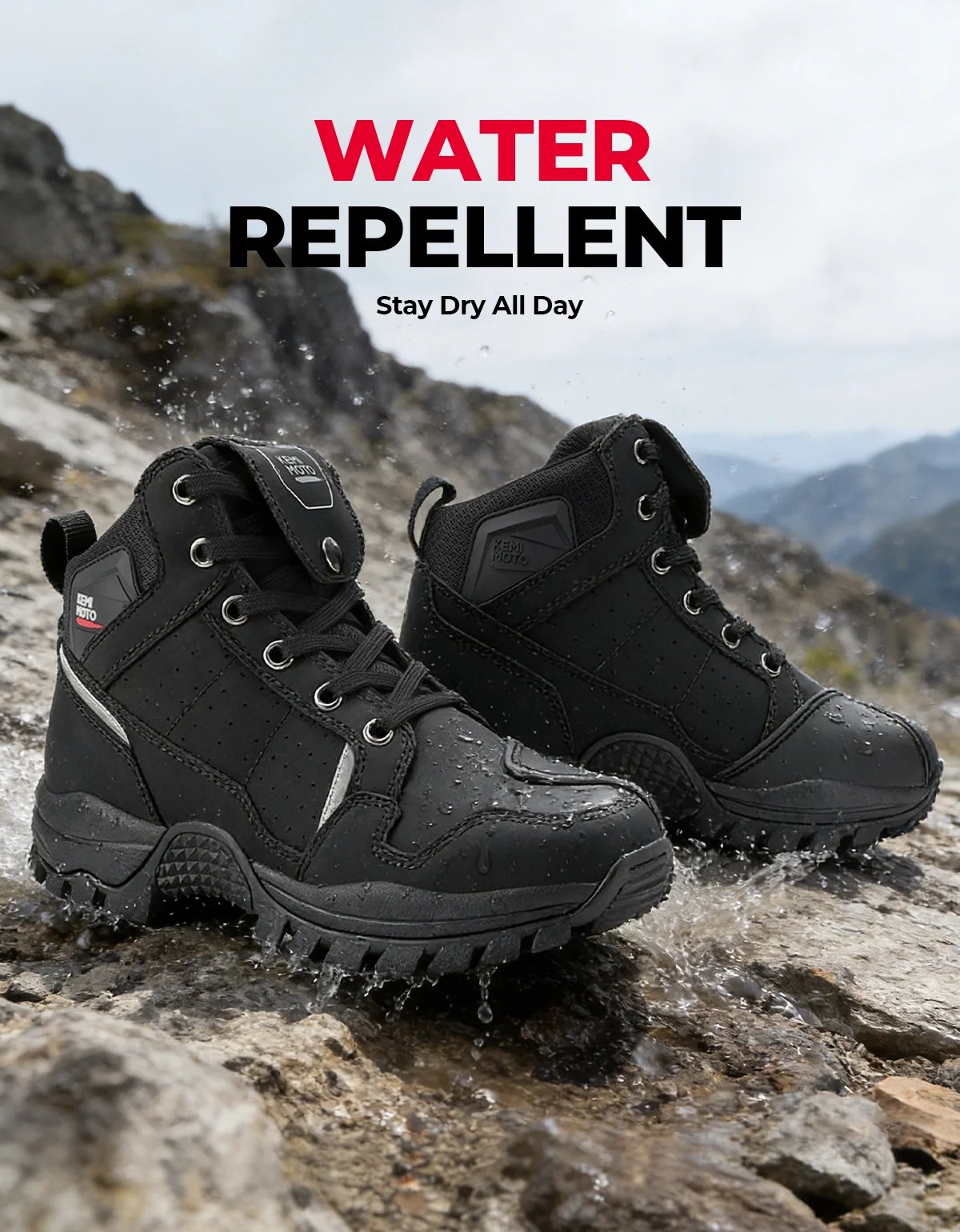 Waterproof Motorcycle Riding Shoes for Men Soft Comfortable Lining Breathable Ankle Protection Anti-Slip Camping Outdoor Boots