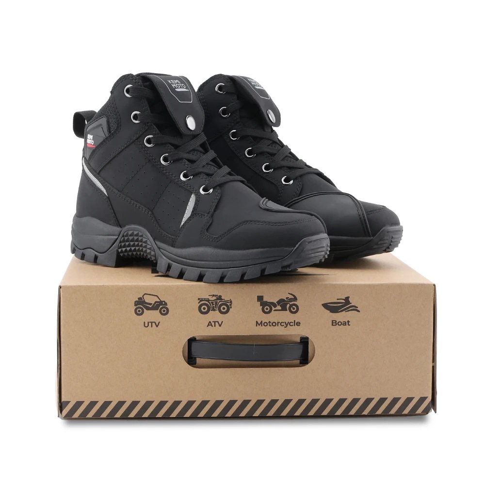 Waterproof Motorcycle Riding Shoes for Men Soft Comfortable Lining Breathable Ankle Protection Anti-Slip Camping Outdoor Boots