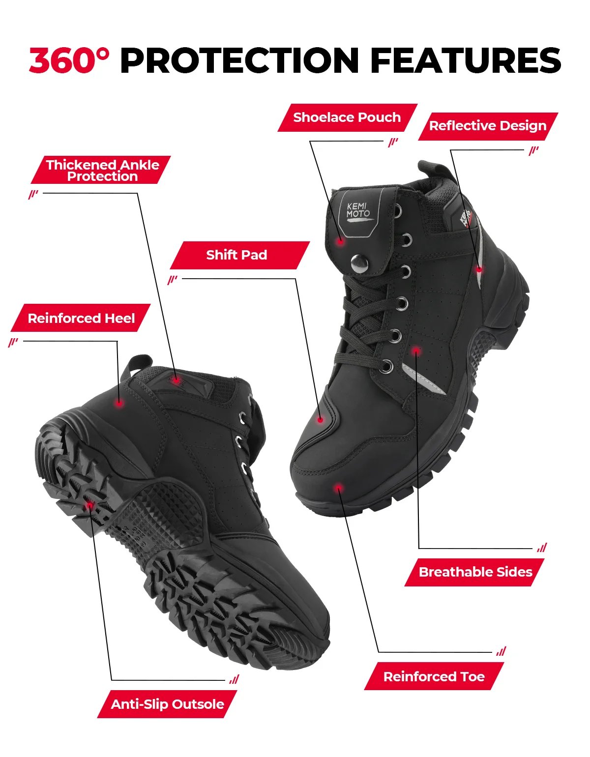 Waterproof Motorcycle Riding Shoes for Men Soft Comfortable Lining Breathable Ankle Protection Anti-Slip Camping Outdoor Boots