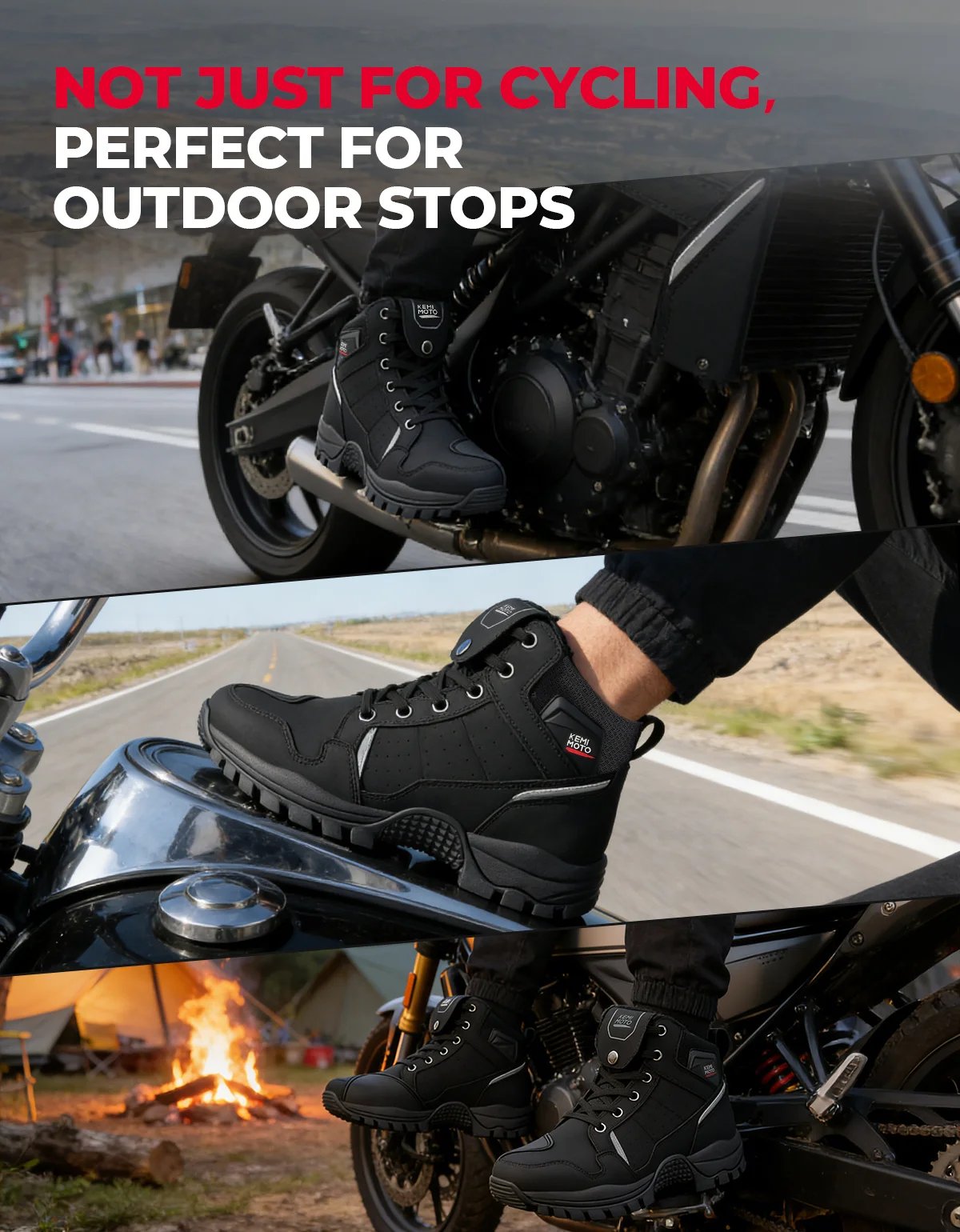 Waterproof Motorcycle Riding Shoes for Men Soft Comfortable Lining Breathable Ankle Protection Anti-Slip Camping Outdoor Boots