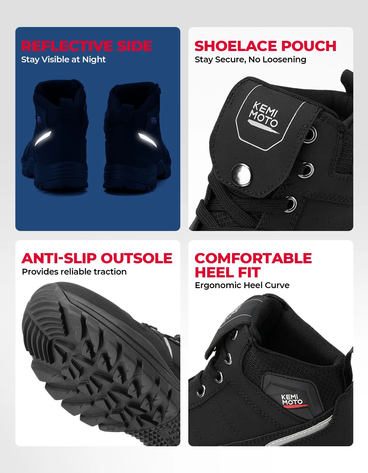 Waterproof Motorcycle Riding Shoes for Men Soft Comfortable Lining Breathable Ankle Protection Anti-Slip Camping Outdoor Boots