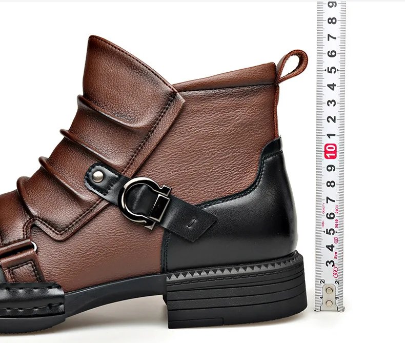 Men's Fashion Stage Nightclub Original Leather Boots Black Brown Shoes Brand Designer Cowboy Platform Boot Cool Ankle Botas Male Men's Fashion Stage Nightclub Original Leather Boots Black Brown Shoes Brand Designer Cowboy Platform Boot Cool Ankle Botas Male